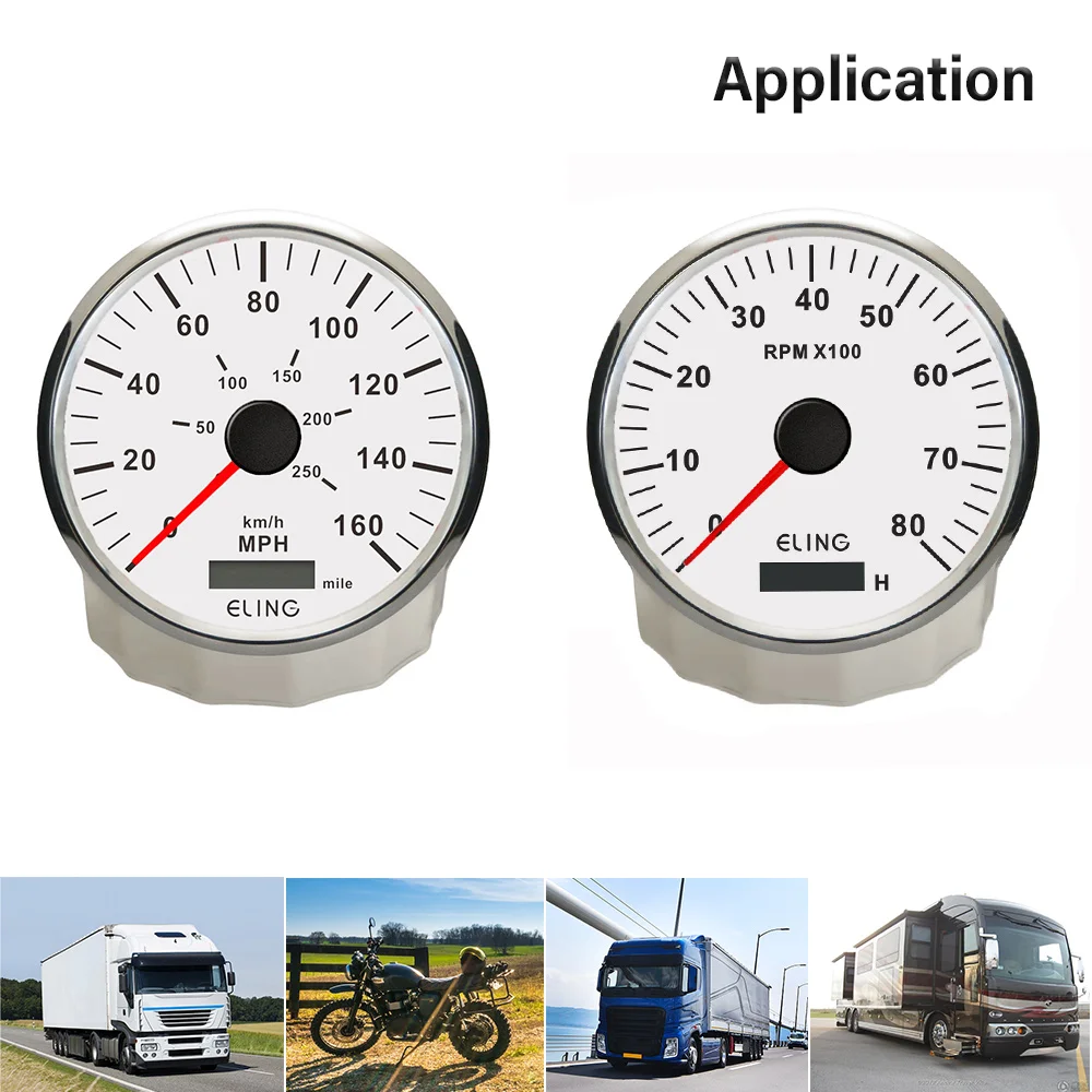ELING 110MM Gauger Set 40M 80MPH 160MPH GPS Speedometer with 3K 6K 8K RPM Tachometer with Red Yellow Backlight for Car SUV