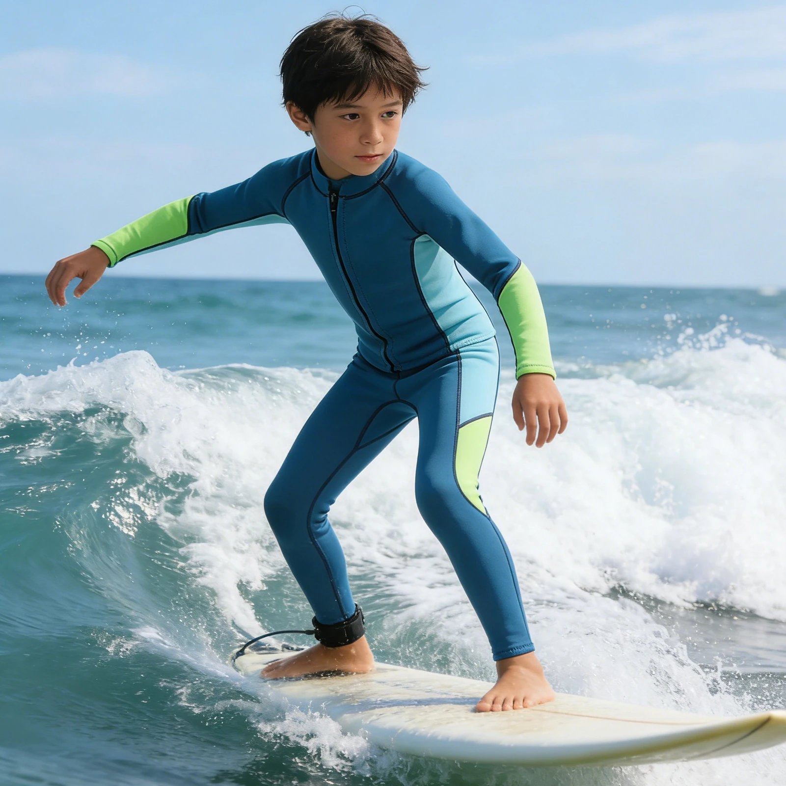 Traje de neopreno infantil con cremallera, protección UV y manga larga - imagen 4