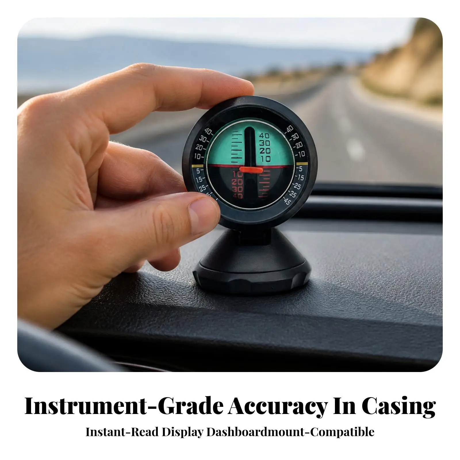 Car Tilt Gauge Vehicle Inclinometer ABS Red Needle Dashboard Mount Level Meter for Truck SUV Driving Aid