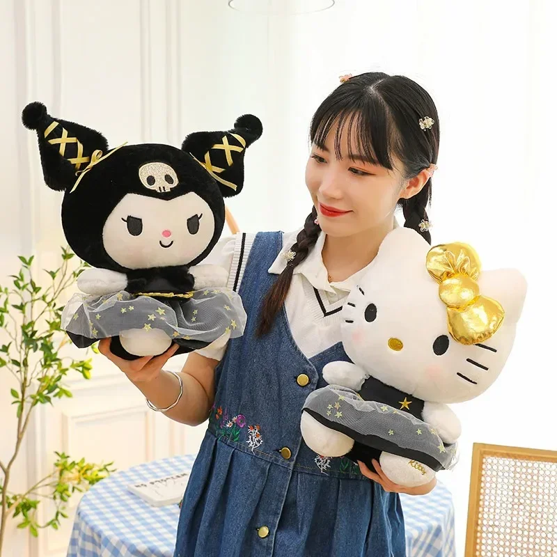 80CM Super Big Size Sanrio Cartoon Black Gold Kuromi HelloKitty Stuffed Animal Pillow Plushies Kids Christmas Birthday Gift