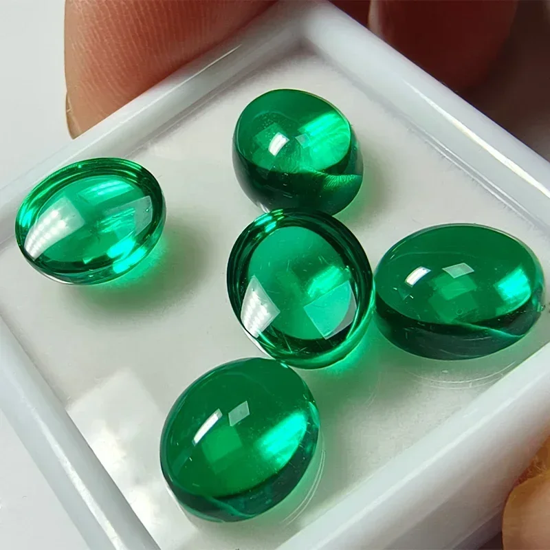

Lab Grown Colombia Emerald Stone Smooth Surface Oval Shape Hydrothermal Gemstone for Jewelry Making Selectable Certificate