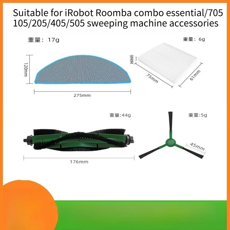 

Сменные основные и боковые щетки для робота-пылесоса iRobot Roomba Combo Essential 105, комплект запчастей и аксессуаров
