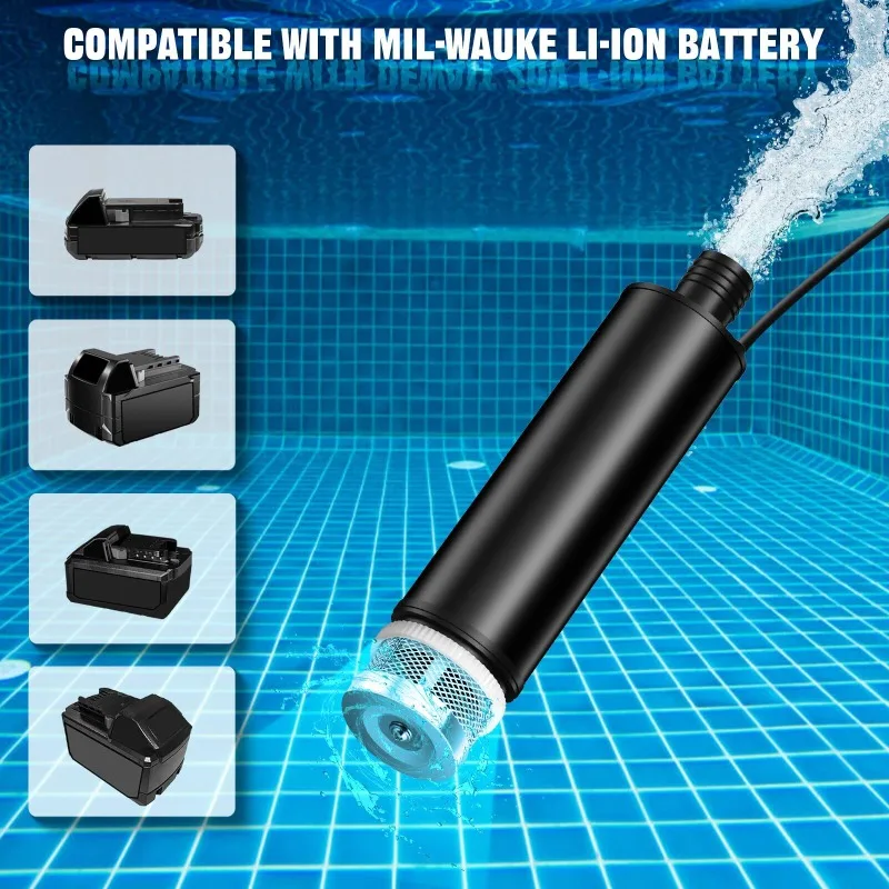 Portable Electric Water Pump Transfer Pump Cordless Submersible Pump for Garden Drainage for Makita/Milwaukee/DL 18/20V Battery