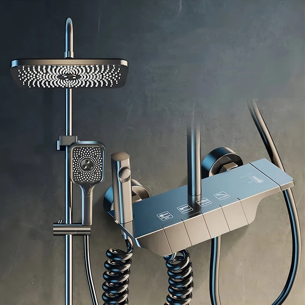 

Handmade Thermostatic Shower Faucet System Mixer Piano Bathroom Shower Set