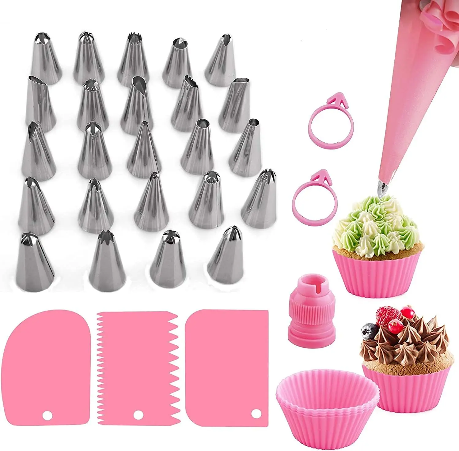 Nozzle Piping Cake Decorating Tools Reusable Silicone Cake Decoration Set Kitchen Accessories Pastry bag and Bakery Sets