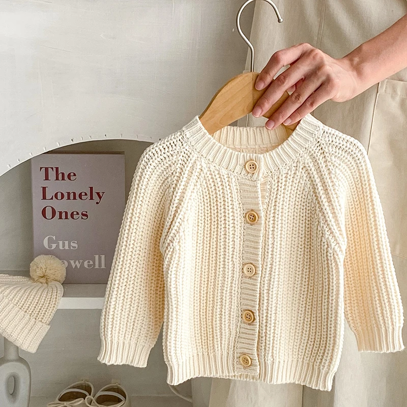 

Toddler Baby Girls Sweater Coat Solid Color Long Sleeve Knitting Cardigan Coat Korean Style Autumn Spring Children Clothes