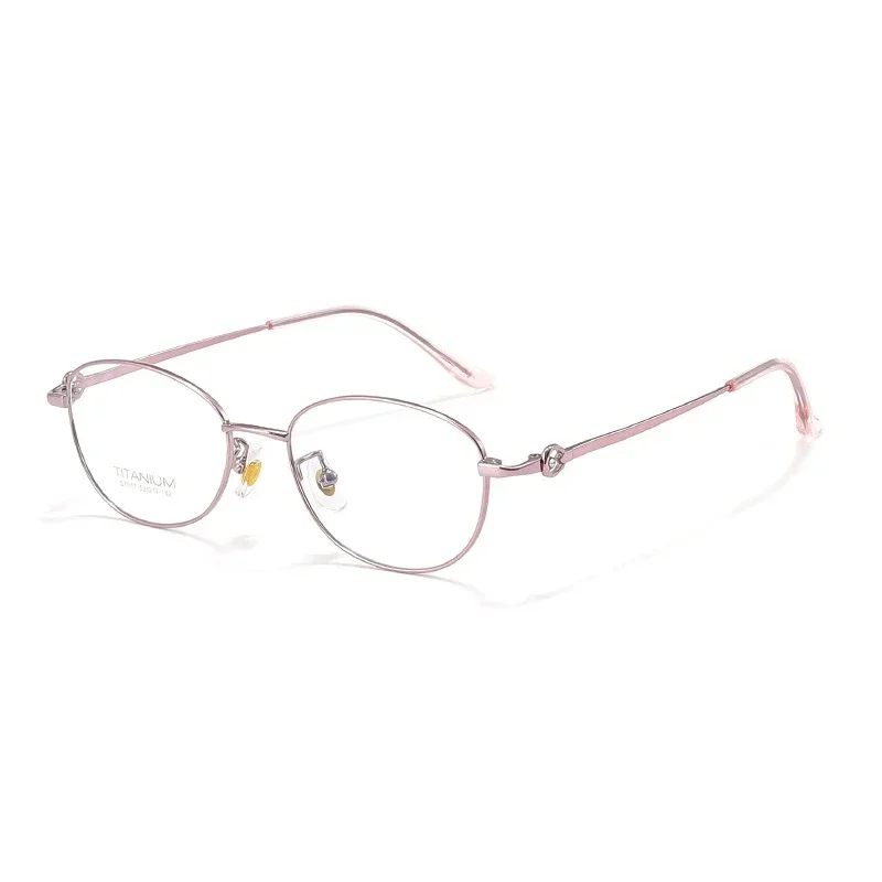 

Myopia Frame Women Fashion Diamond Design Comfortable Optical Prescription Glasses Ultralight Pure Titanium Eyeglasses S7017T