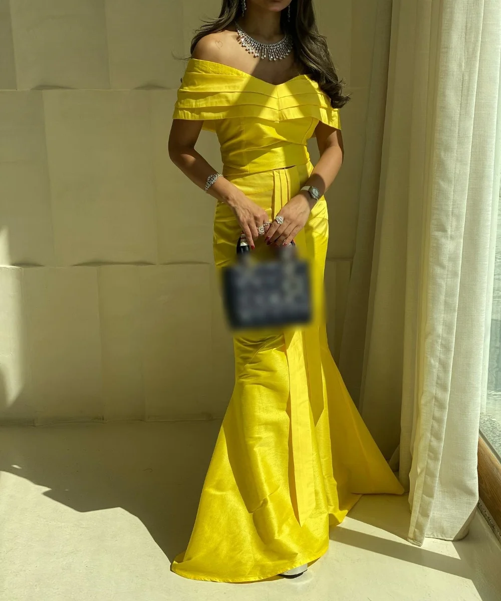 

Customized Exquisite Pleat Mermaid Off-the-shoulder Long Dresses Bespoke Occasion Party Chinese Style Classic