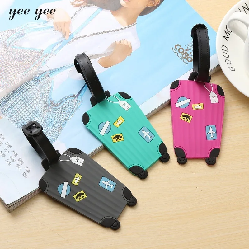 Portable PVC Luggage Tag Travel Accessories Baggage Name Tags Suitcase Address Label Holder Organizer for Travel Luggage Strap