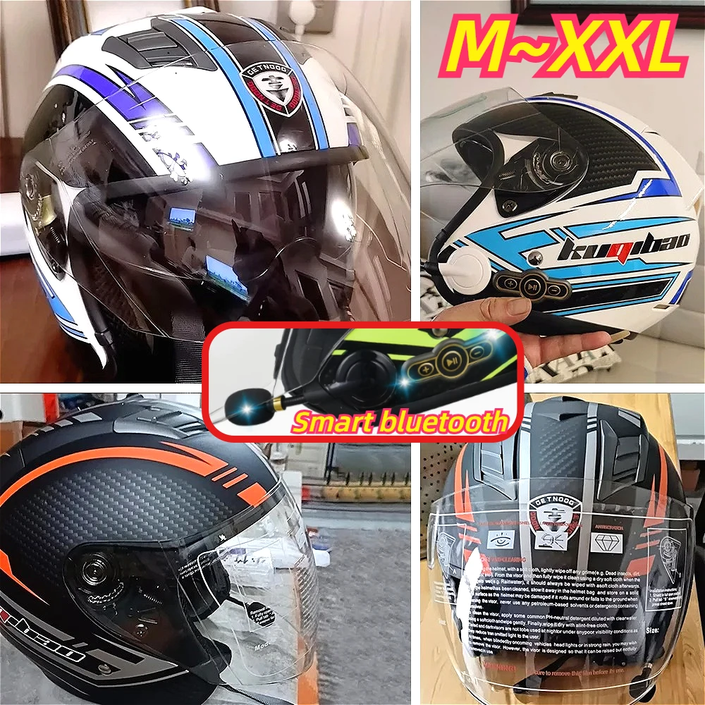 kuqibao-motorcycle-helmet-electric-half-helmet-safety-certified-bluetooth-high-definition-reinforced-lens-helmet-motorcycle