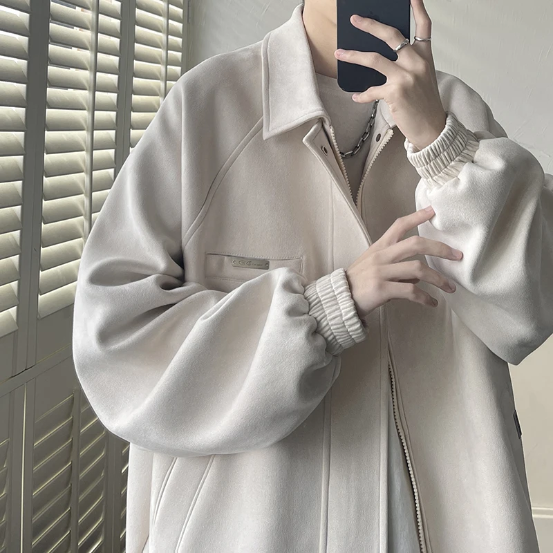 

Замшевая куртка для мальчиков: весенне-осенняя, свободного кроя, повседневная, с воротником-стойкой, модная, в уличном стиле, молодежная, брендовая, стильная верхняя одежда