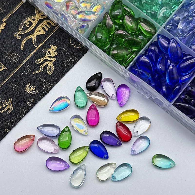 Z02 8x14mm 30Pcs Translucent Water Drop Shape Czech Glass Beads DIY Jewelry Findings Water Drop Glass Loose Beads for Jewelry