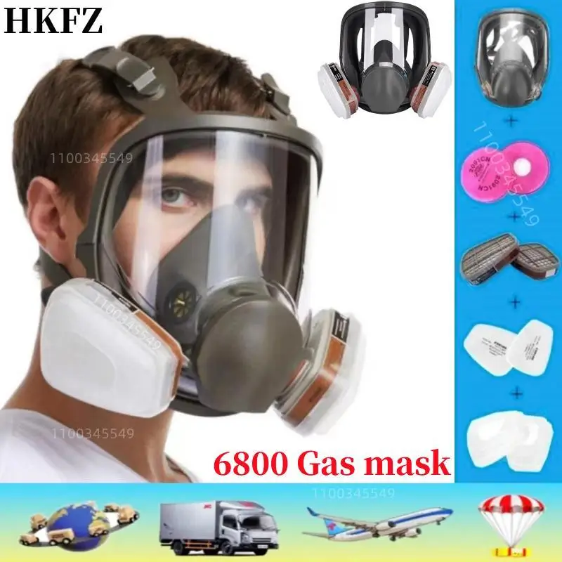 SJL 7 In 1 6800 Industrial Painting Spraying Respirator Gas Mask 3 In 1 Suit Safety Work Filter Dust Full Face Mask Gas mask