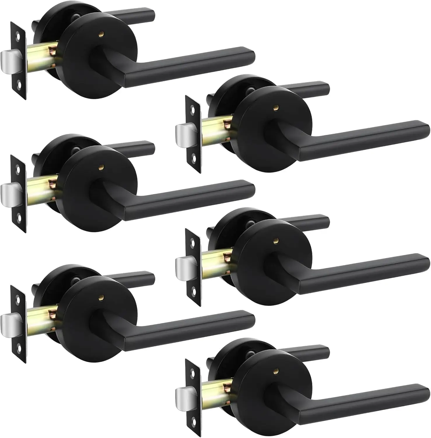 denwarm Black Door Handles, Privacy Interior Black Door Levers, Heavy Duty Zinc Alloy Matte Black Door Handle Interior,