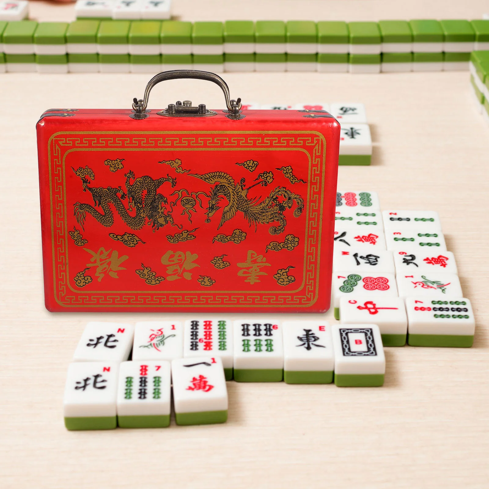 

Mahjong Storage Box Holder Exquisite Container Mini Wooden Tank Vintage Style Case