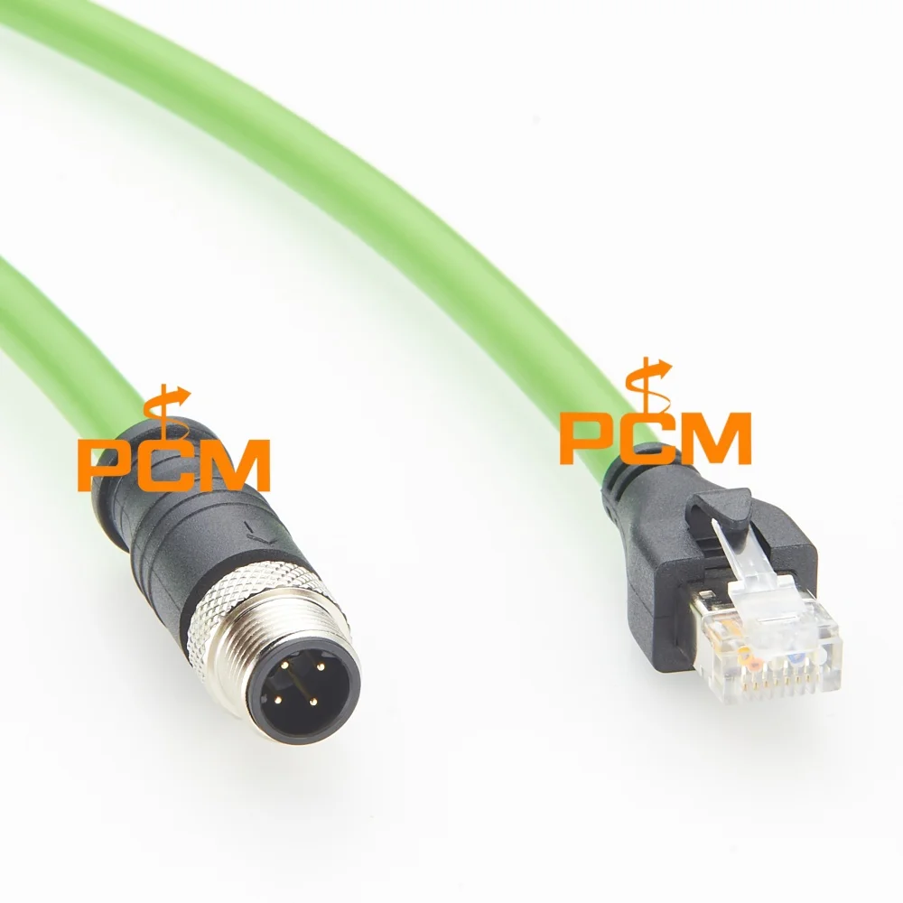 M12 Profinet Industrielles Ethernet-Kabel M12 D-Code 4-Pin Stecker auf RJ45 Stecker CAT5E Abgeschirmtes Netzwerkkabel IP67 Wasserdicht – Detail 2