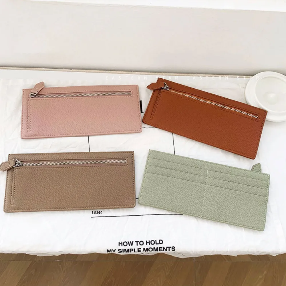 

New Women's Long Wallet Korean Version Ultrathin Zipper Wallet Student Solid Color Multi Card Zero Wallet