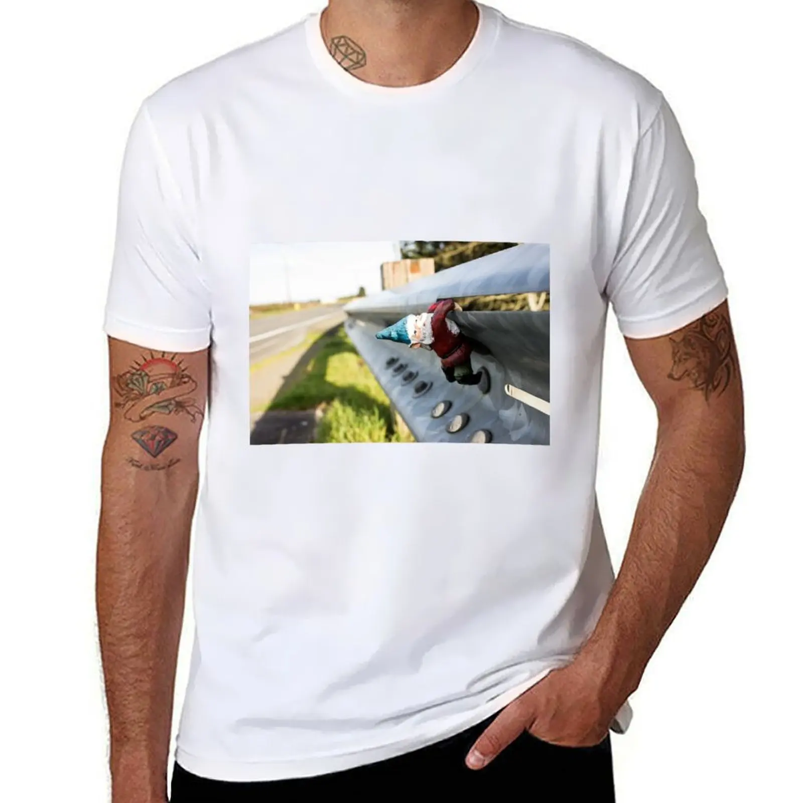 

Guard Rail Gnome I T-Shirt man t shirt cotton funny t shirts man T-Shirt