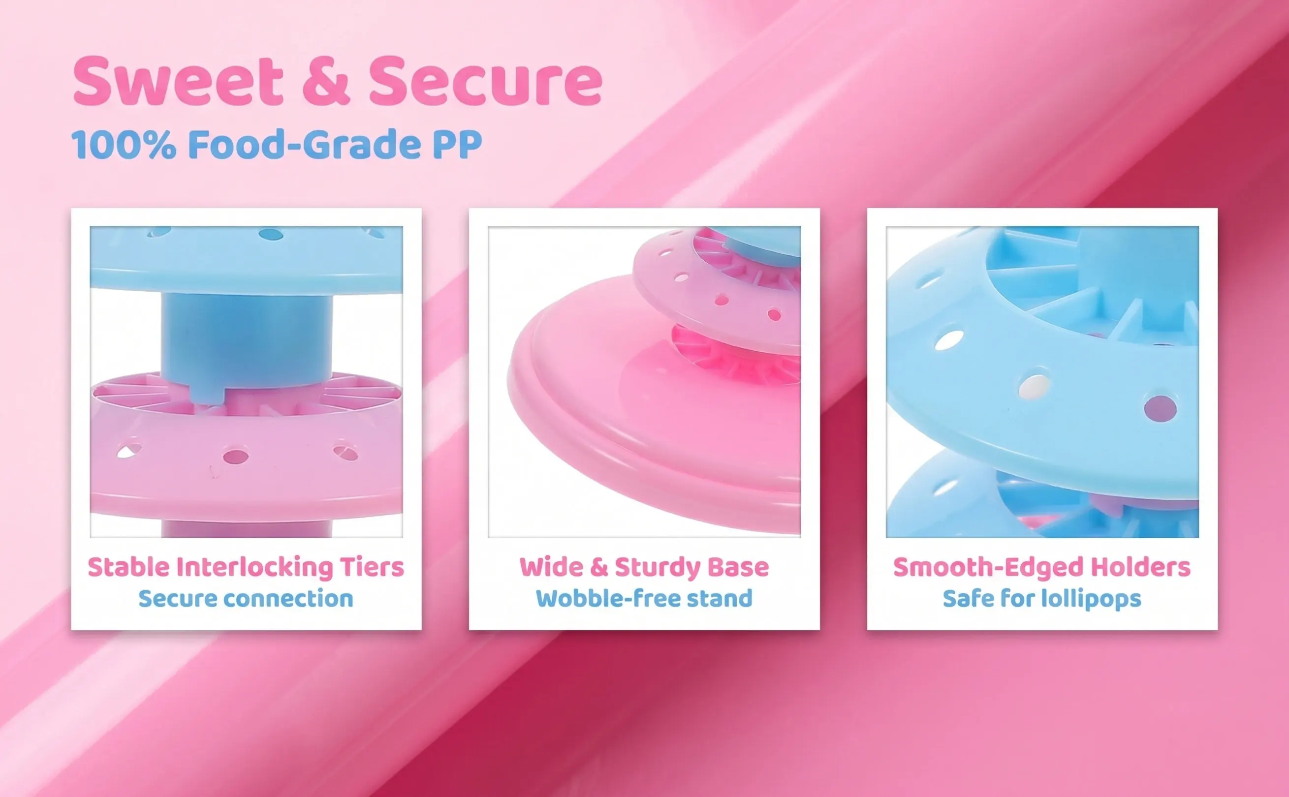 Tiered Lollipop Display Stand Sturdy PP Construction Non-Slip Base Candy Dessert Display Rack for Store Home Party Lollipop