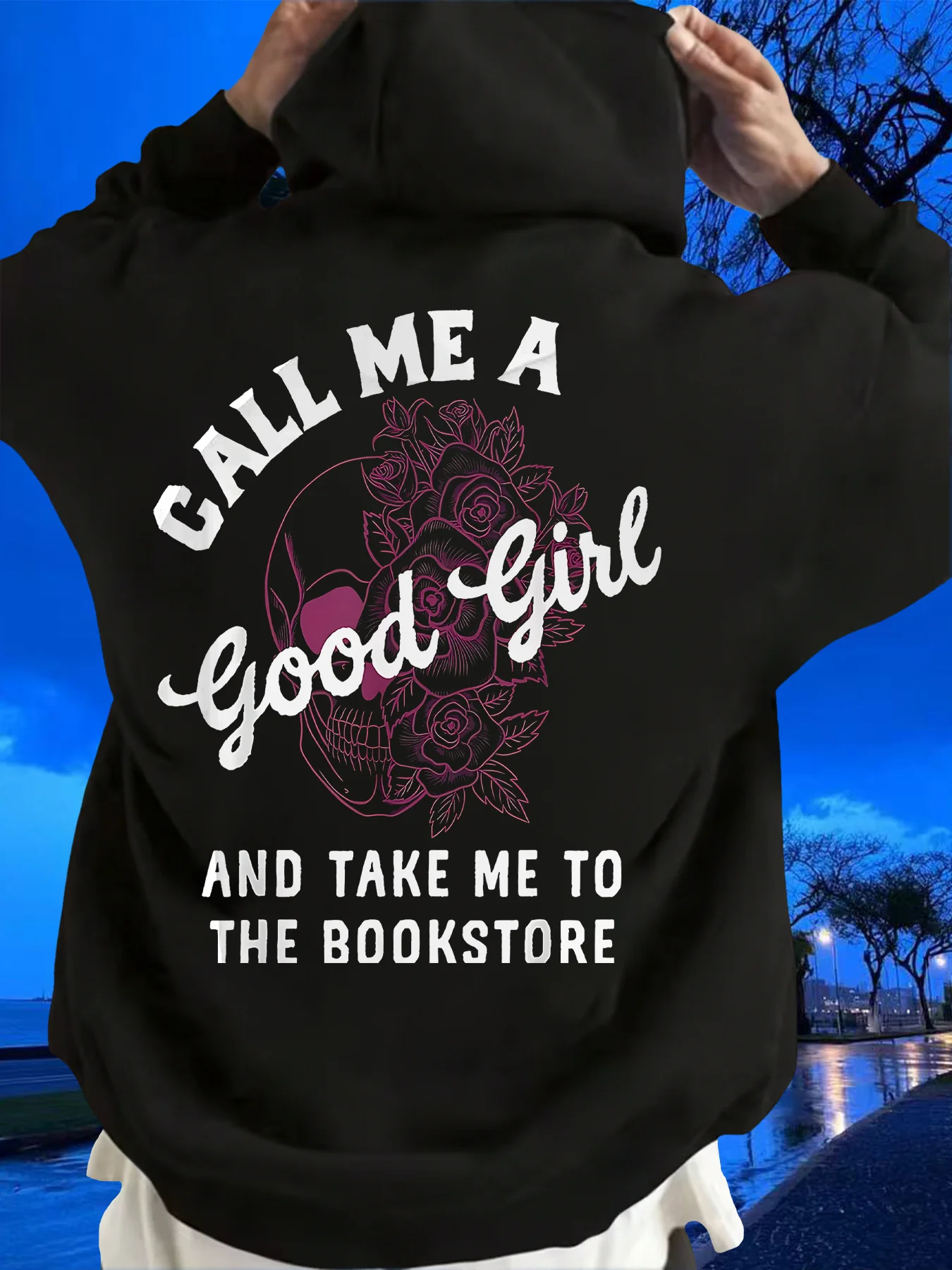 Gothic Dark Print Street Trend Men Hooded Sweatshirt Autumn and Winter Daily Outdoor Sports Loose All Build Fitness Leisure Warm