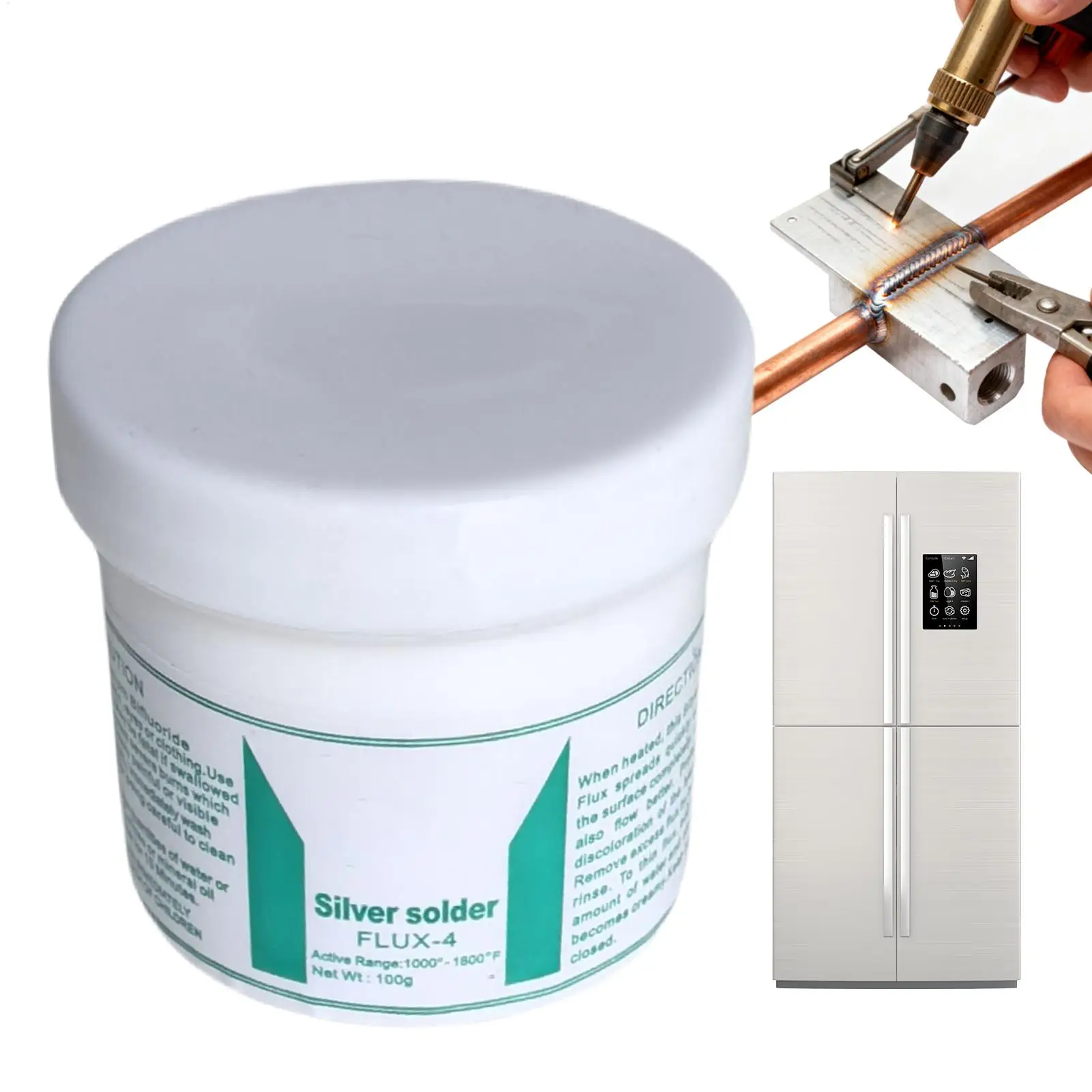 100g Silver Brazing Flux Powder High Temperature Solder Flux for Copper Brass & Steel, HVAC, Automotive & Metalwork