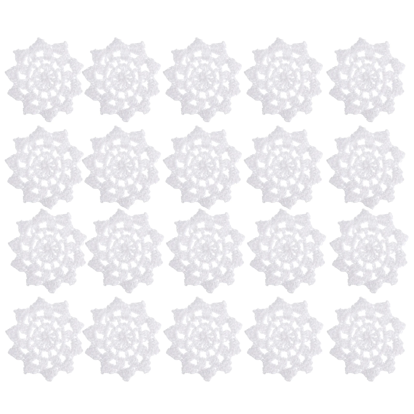 

20pcs Crochet Flower Auxiliary Materials Cotton DIY Accessories White Color Bulk Decoration Embellishments Handmade Projects