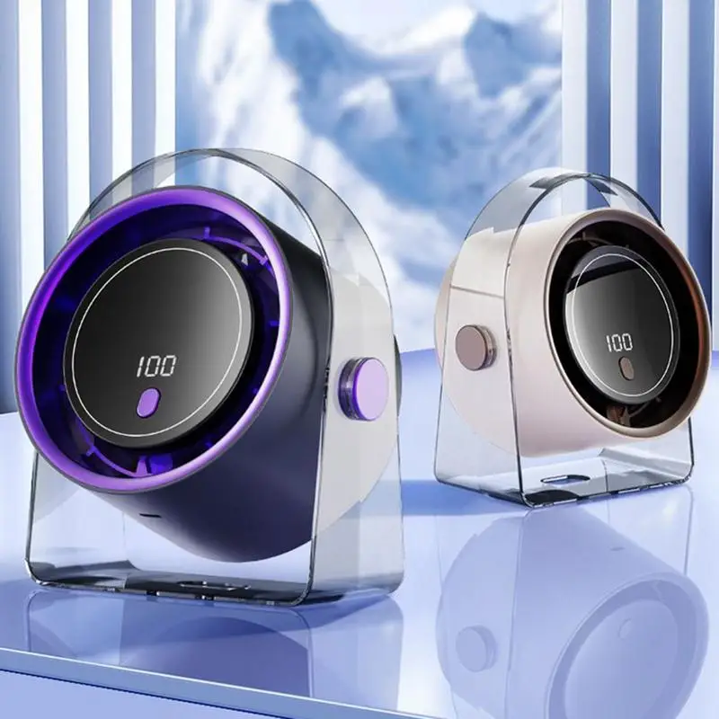 

Quiet Desk Fan Rechargeable Small Bedroom Fan Leafless Desktop Air Ventilator For Hiking Home Car Kitchen Camping Outdoor Travel