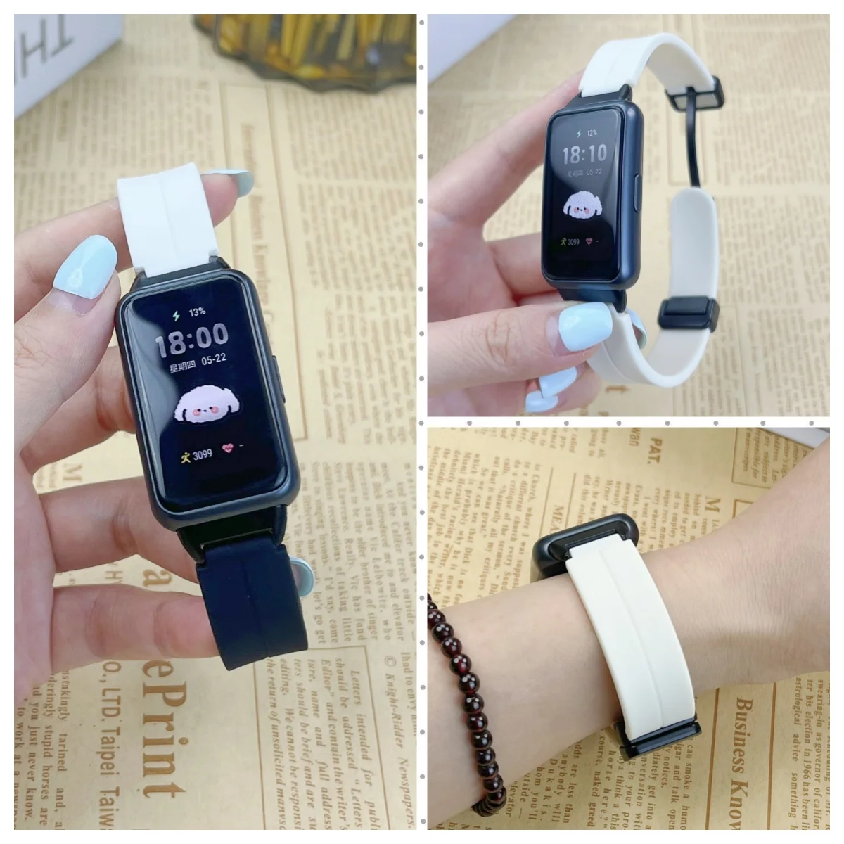 화웨이 밴드 10 9 8용 실리콘 마그네틱 버클 손목밴드, 화웨이 밴드 7 스포츠 워치밴드용 교체 가능한 팔찌