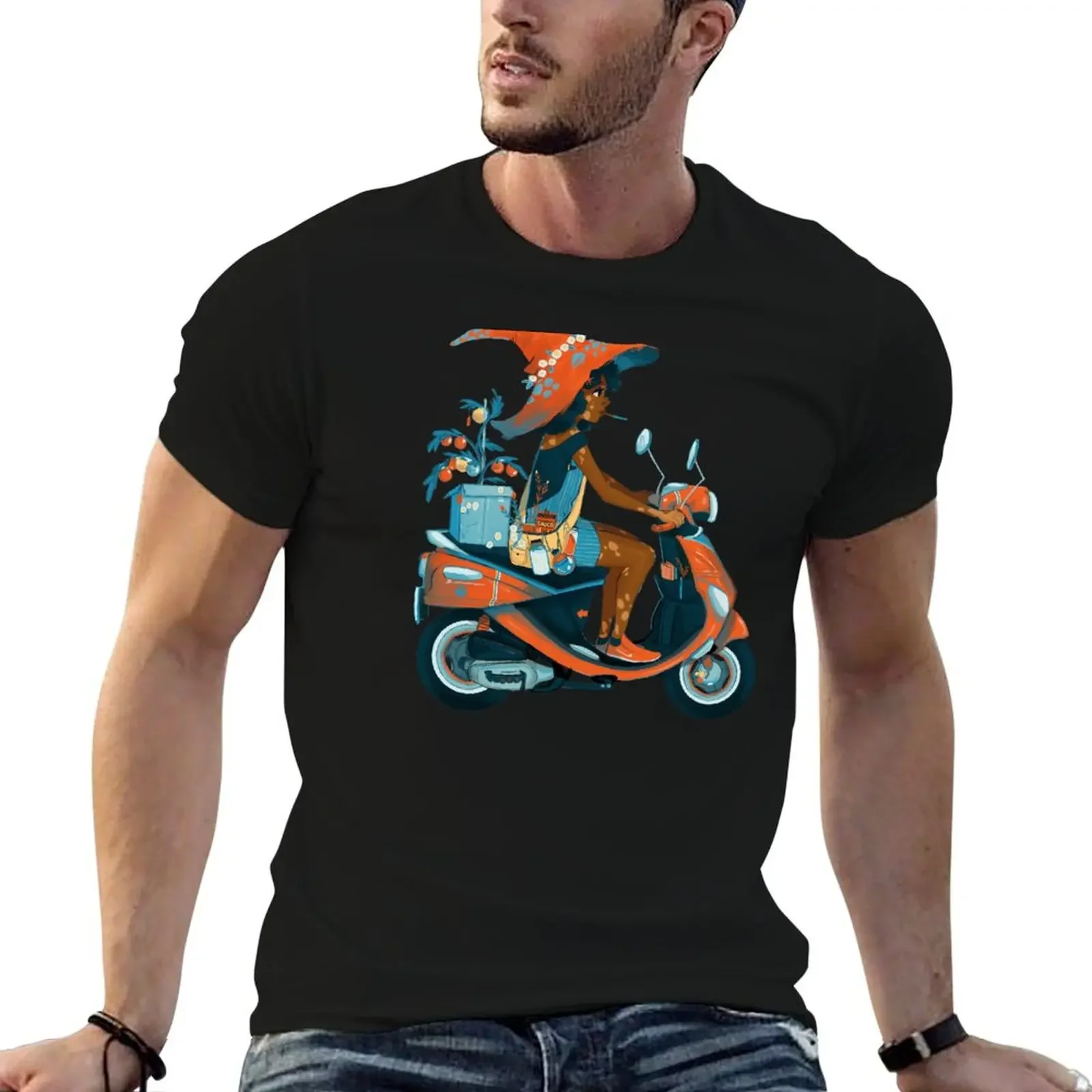 Moped T-Shirt Anime t-shirt baggy shirts topping gifts for boyfriend mens t shirts casual stylish