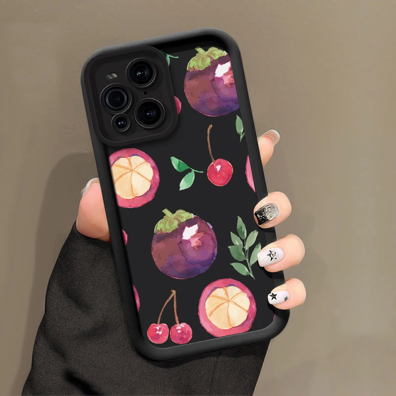 حافظة هاتف غير لامعة مقاومة للصدمات لهاتف OPPO Find X3 Lite X8 X5 Pro F19S F9 F17 F19 Pro Plus F21 غطاء طباعة فاكهة الليمون والكرز والبرتقالي