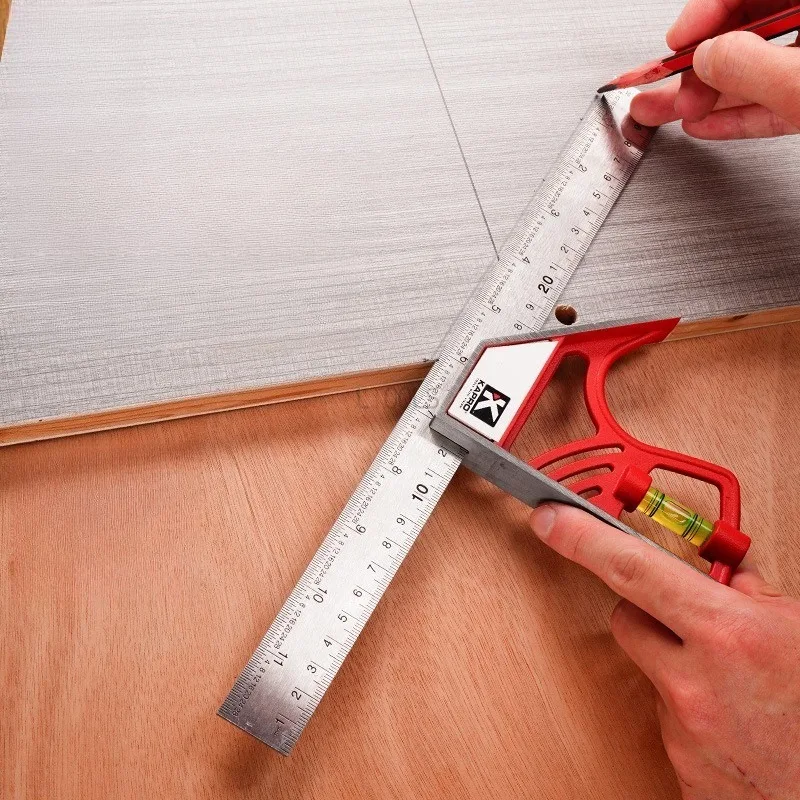 

Комбинированная угловая линейка 30 см, деревообрабатывающая метрическая и дюймовая подвижная линейка для маркировки из нержавеющей стали, прецизионный измерительный прибор с широким сиденьем