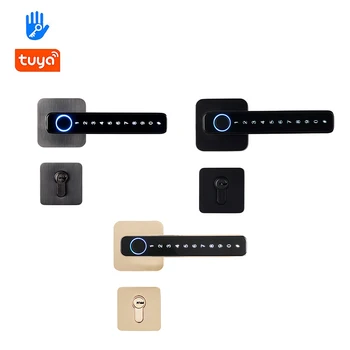 New Smart Door Handle Fingerprint Password Remotely Unlock Digital Lock Tuya App Keyless Entry for Doors Smart Electronic Lock 2