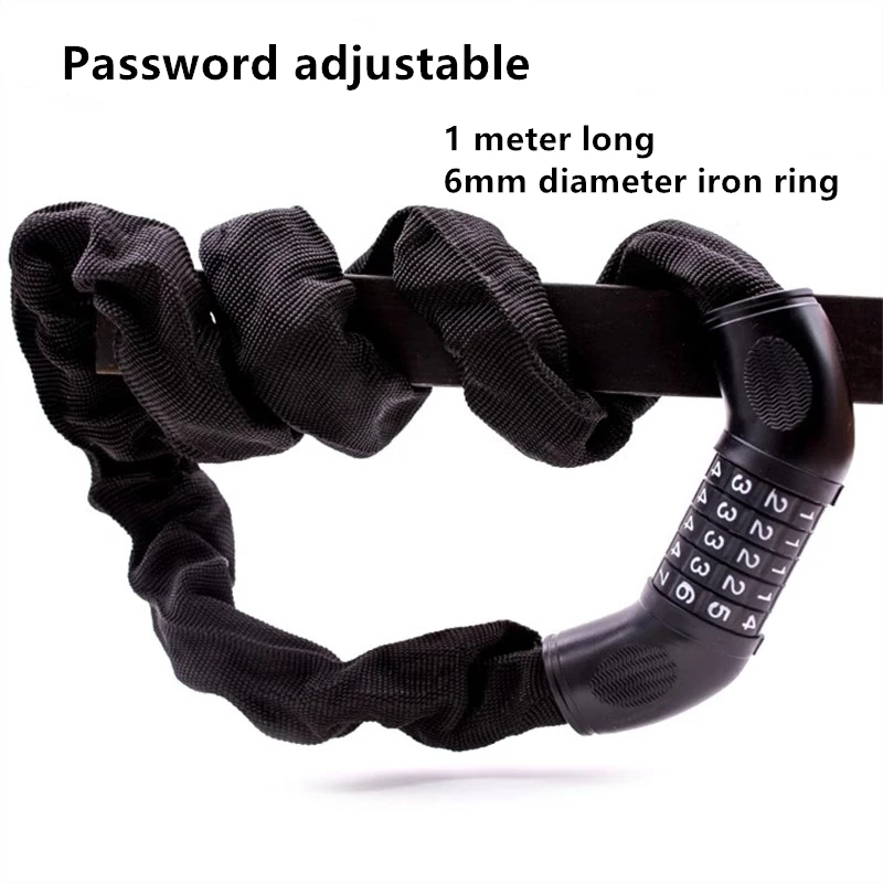 Heavy Duty 5 Digit Resettable Combination Chain Lock, Anti-Theft Steel Security Lock for Bicycle, Motorcycle, Gate, Luggage
