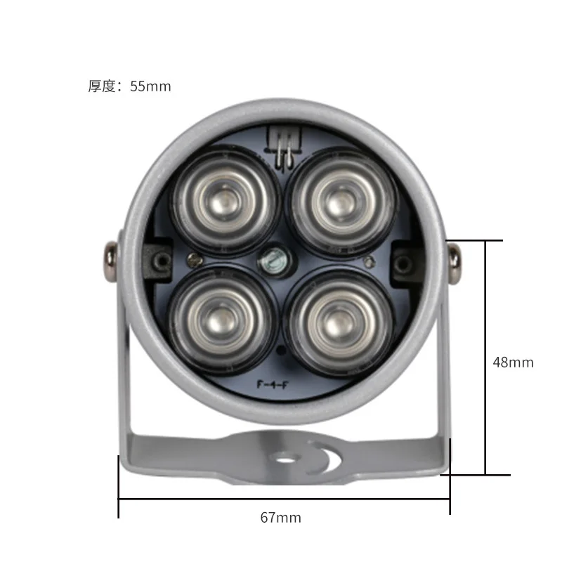 12V 4 LEDs Infrared Fill Light, Auto Sensing High Power IR Array Lamp, Night Vision Auxiliary Light for Surveillance Camera