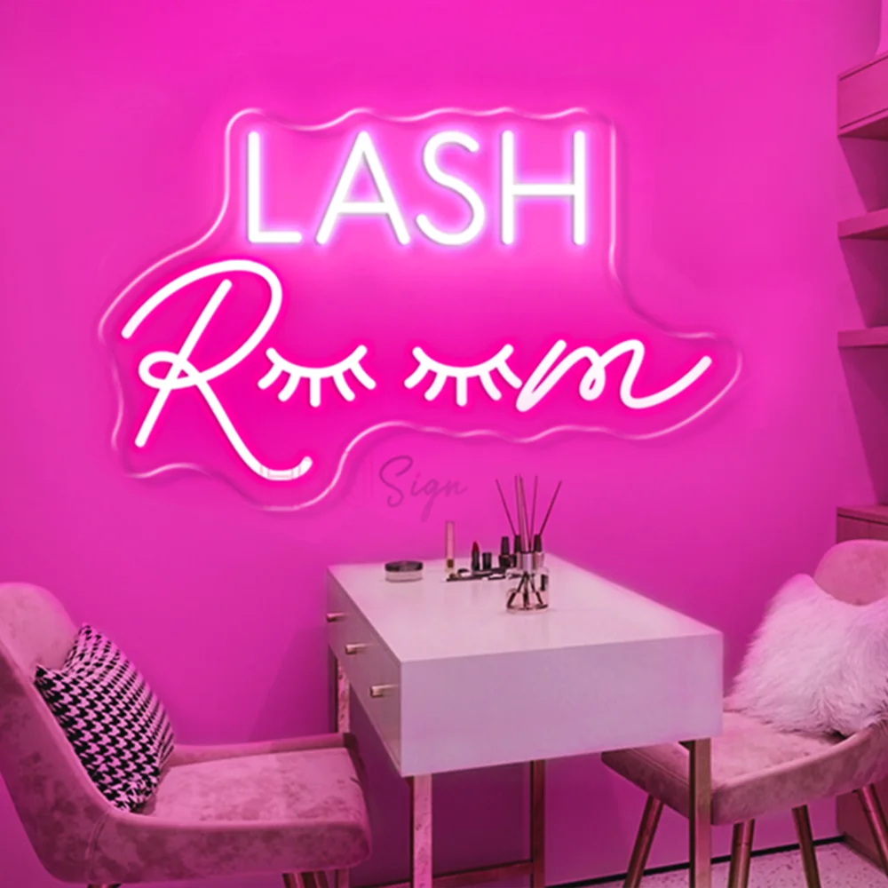 Neon Sign Lights LASH Room Decoration Wall Art Light Beauty Salon Decor Pink Open Neon Sign Business Neon Signboard Night Lights