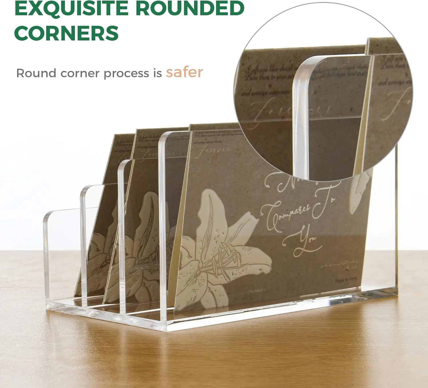 Clear Acrylic Mail Holder with 3 Compartments – Vertical Letter Sorter for Desk Organization, Bills, Documents, Notebooks, Home Office view 5