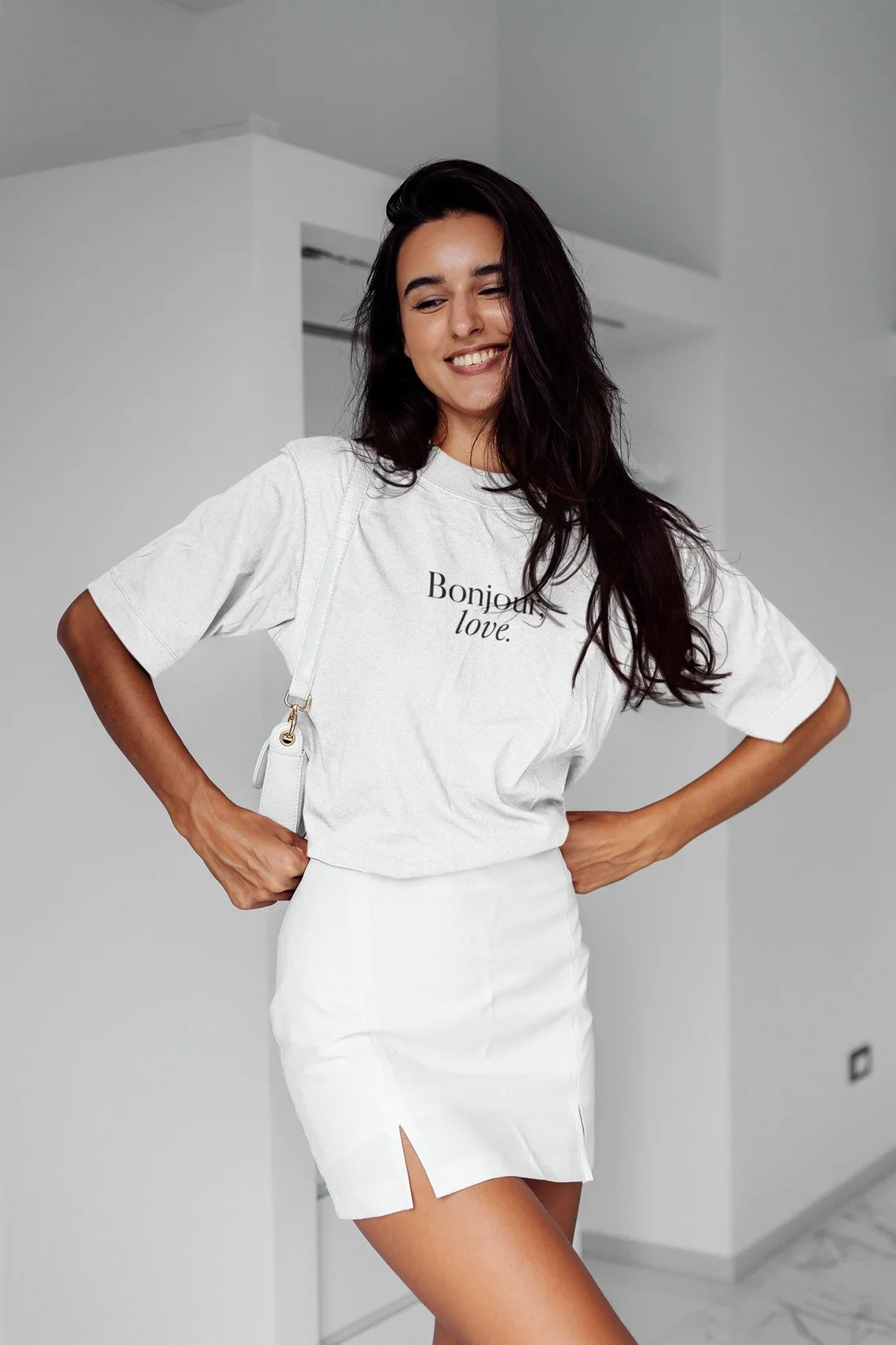 Skuggnas Bonjour Citazione d'amore T-shirt Unisex Donna T-shirt in cotone T-shirt grafica Dichiarazione estetica magliette Camicia moda anni '90