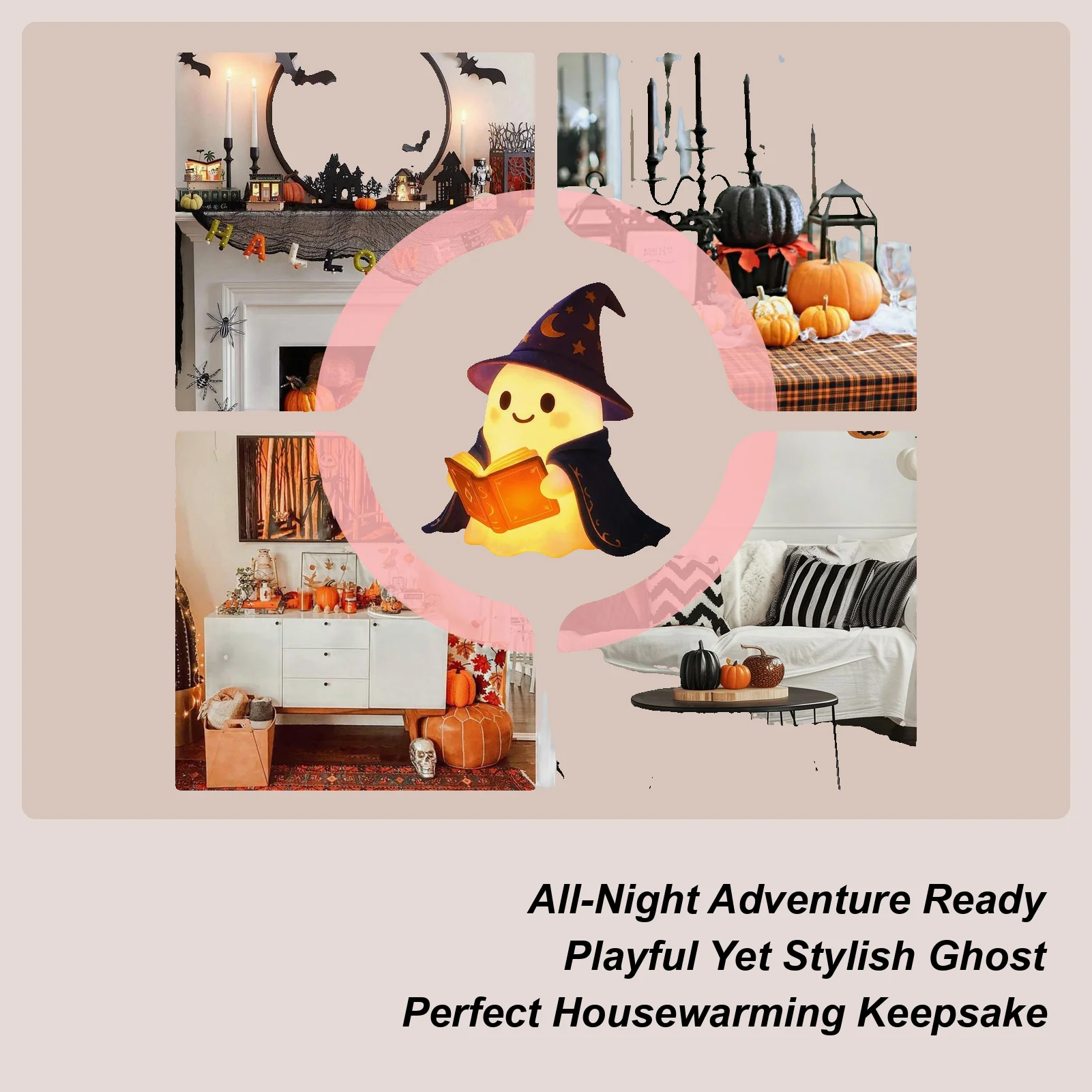 

Призрачный свет Хэллоуин с подсветкой Призрачный светодиодный светильник Украшения Страшный дизайн книги для чтения для детей Праздничная комната Мантия Спальня