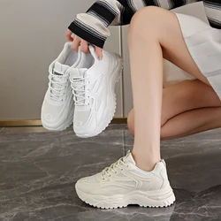 2024 Spring and Summer New Solid Color Heightening Cross-strap Women's Shoes Fashionable Breathable Mesh Running Shoes NO:1338