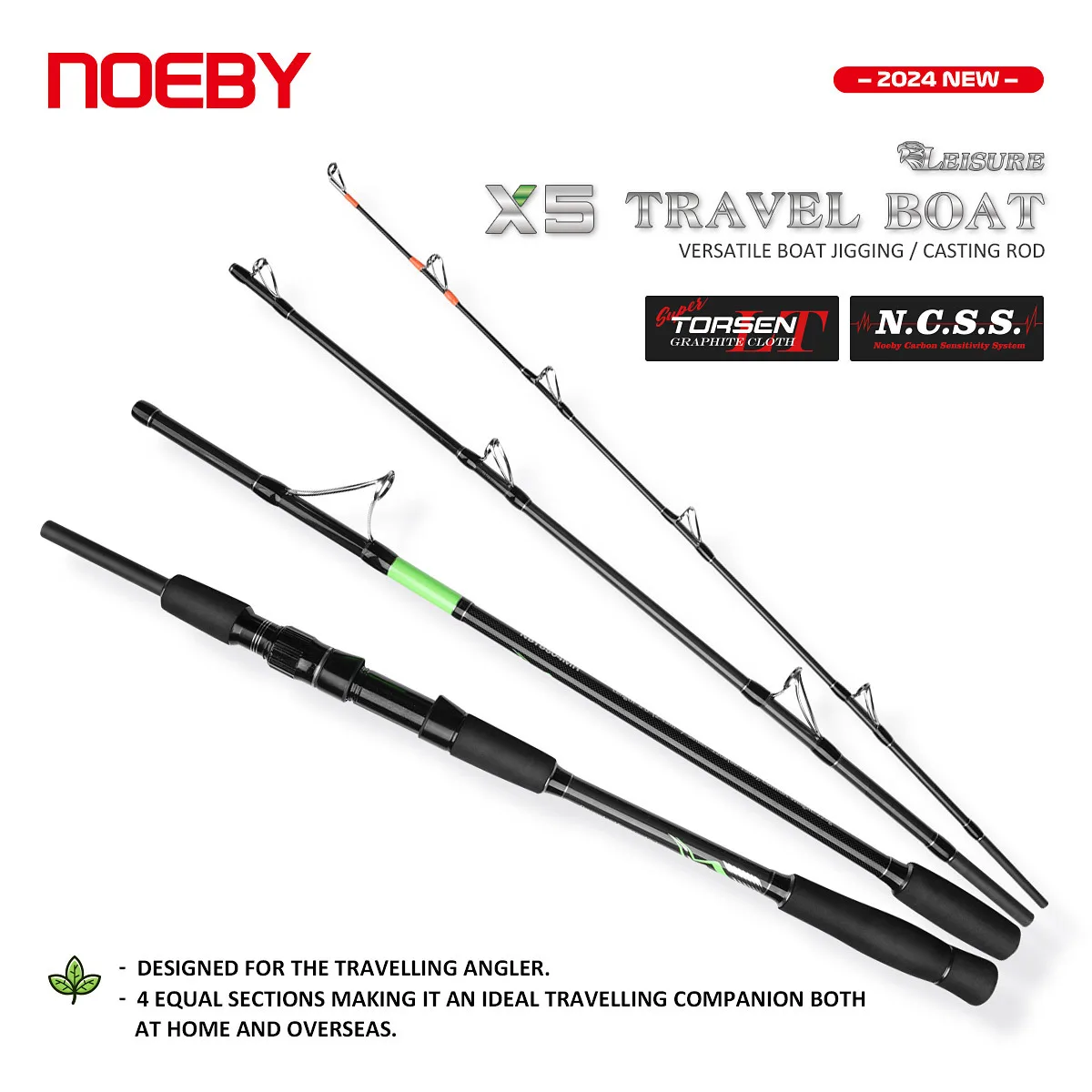 NOEBY Nobi four-section fishing rod multi-section travel rod boat fishing rod portable fishing rod carbon lure rod sea rod MH