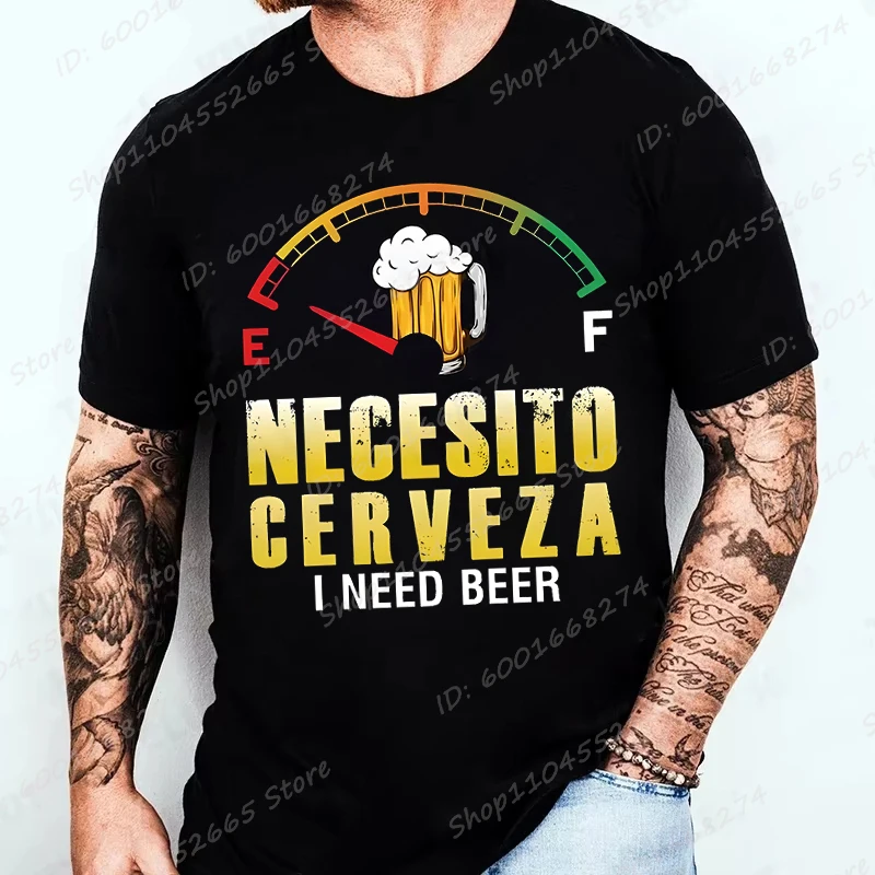 Camiseta informal de moda con estampado de NECESITO CERVEZA, camisetas para hombre, camiseta a la moda, ropa superior para verano, camiseta para beber cerveza, Tops de moda