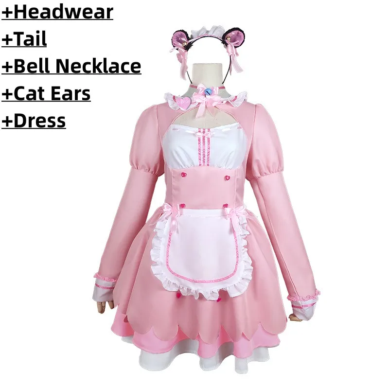 Anime Game Nekopara Chocola Vanilla Cosplay Costume Wig Maid Dress Lolita Servant Skirt Woman Sexy Kawaii Birthday Party Suit image 3