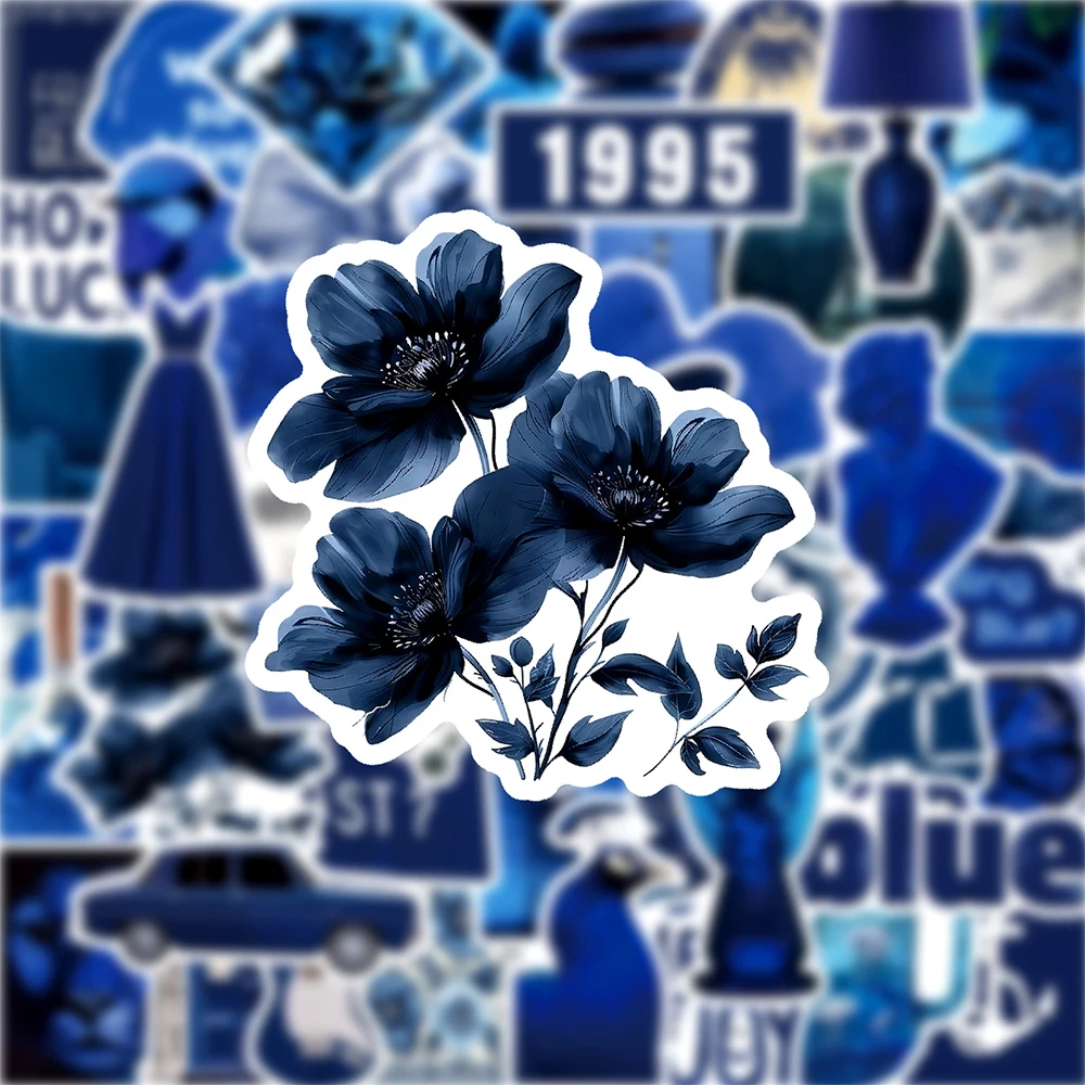 

10/30/50pcs Cool INS Style Blue Art Cartoon Stickers Aesthetic DIY Notebook Phone Laptop Suitcase Vintage Decoration Sticker Toy