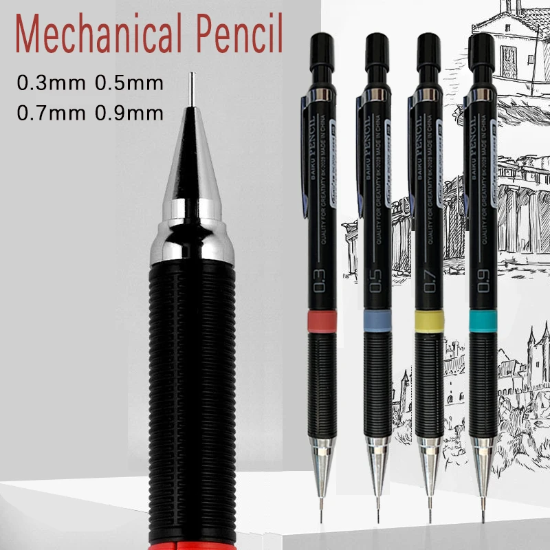 Druckbleistift mit Nachfüllstangen-Set, 0,3 mm, 0,5 mm, 0,7 mm, 0,9 mm, automatischer Bleistift, austauschbare Minen, Büro, Schule, Schreibwaren, Geschenk – Detail 1