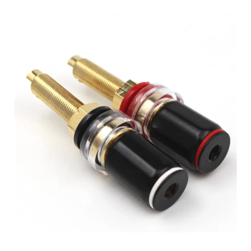 4Pcs High Quality Brass Crystal Binding Post for Thread Audio Speaker Amplifier 4mm Banana Plug Terminals Connector Long Type