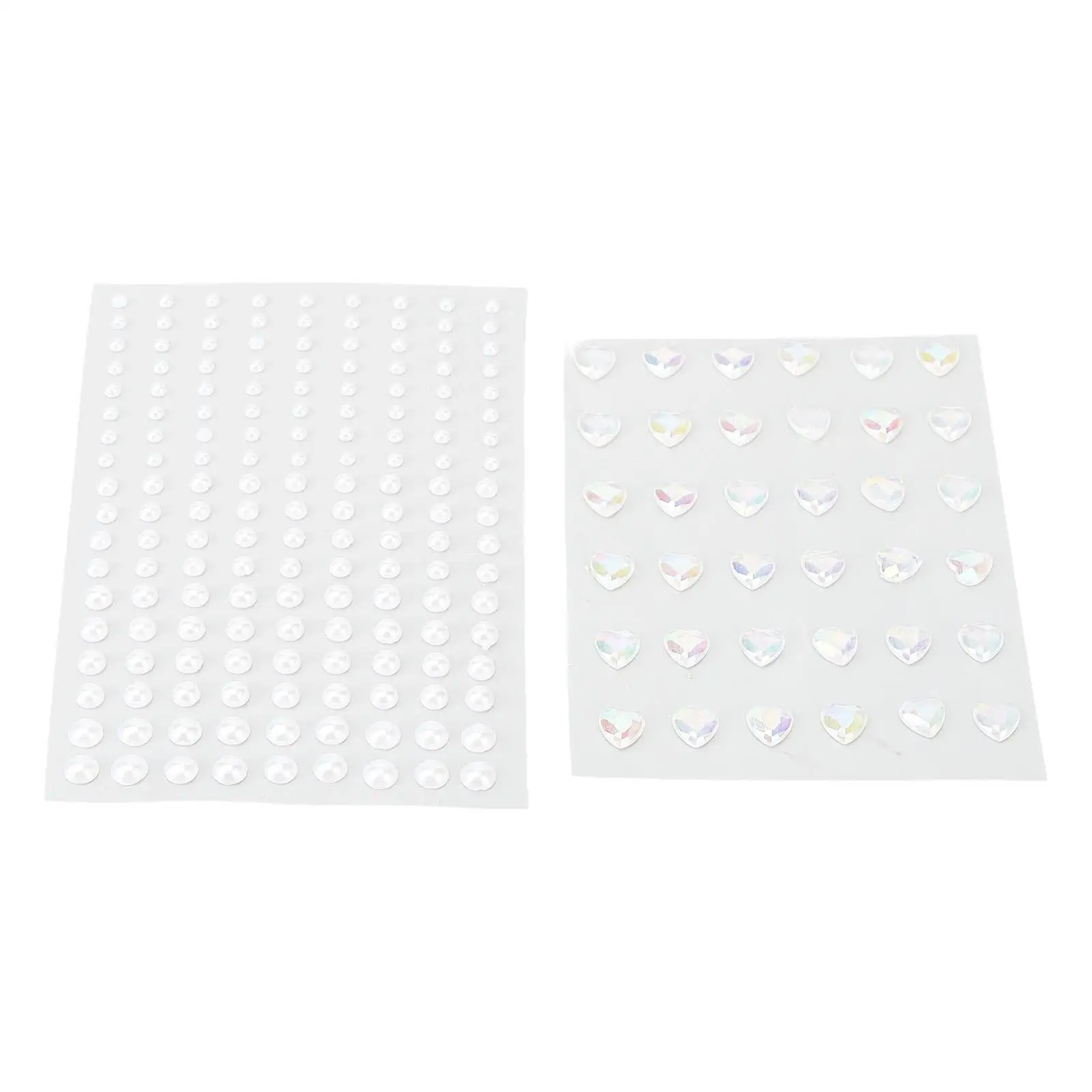 Skin-Friendly Heart Rhinestones Stickers - 2 Sheets False Pearl Makeup Stickers for Nail Art - Easy to Remove