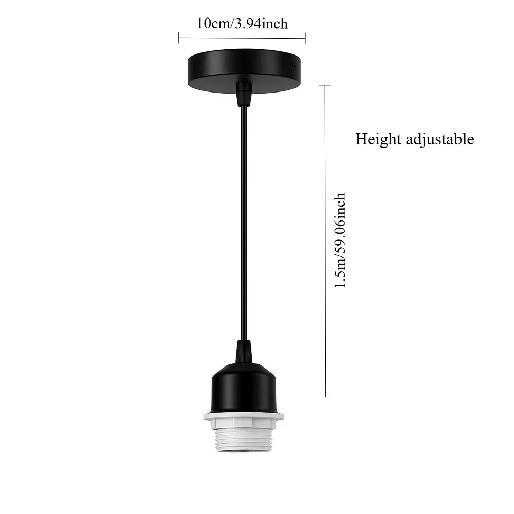 Nordic Half Teeth Lampshade Base Vintage E27 Hanging Lamp Holders With 1.5M Cable Ceiling Lamp Holder Socket Black White Gold
