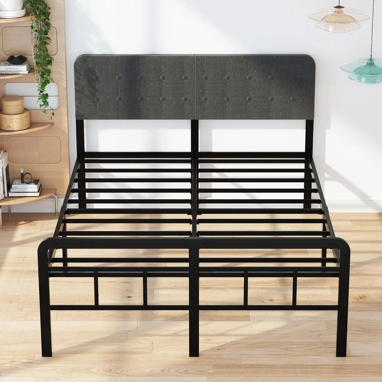 Household Iron Bed Bedroom Furniture Large with Soft Bag Headboard Assembly