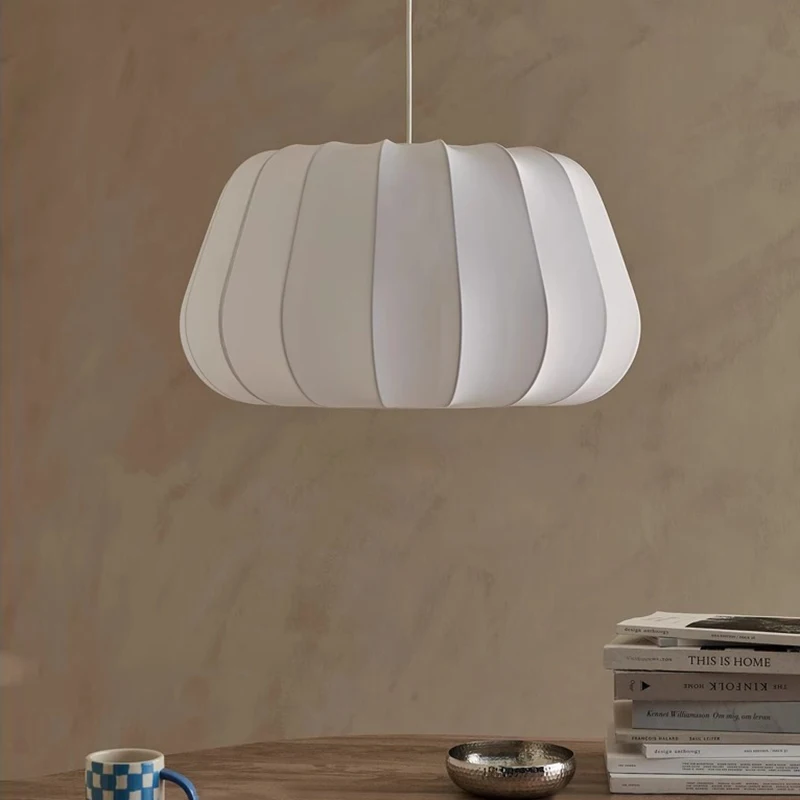 

Nordic Retro Fabric Living Room Pendant Lights Wabi Sabi Style Restaurant Bedroom Chandelier Lighting Home Lustre Hanging Lamps