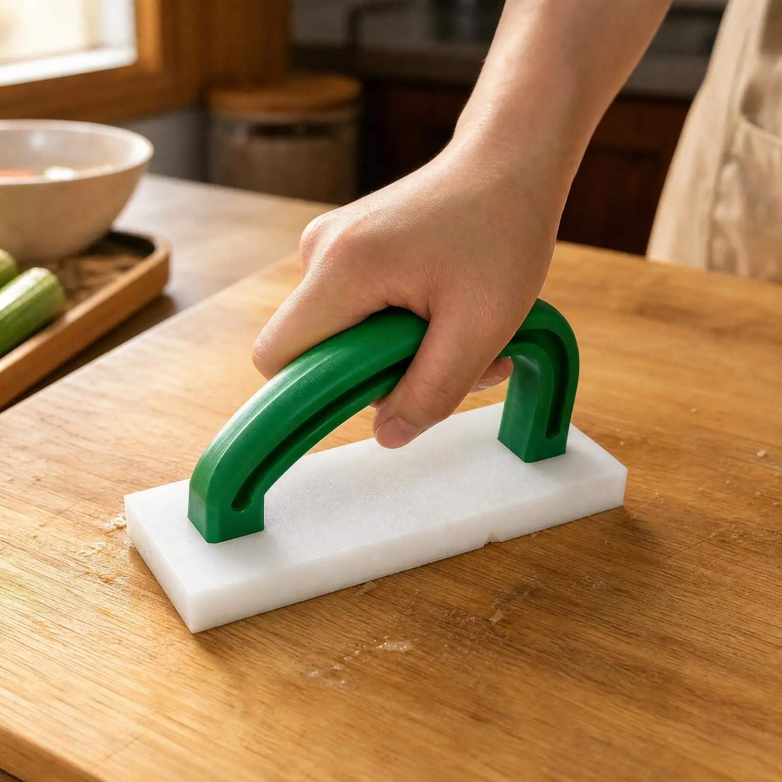 PE Plastic Cutting Board Scraper with Fine Steel Edge for Kitchen Board Cleaning Stainless Steel Food Prep Surface Care